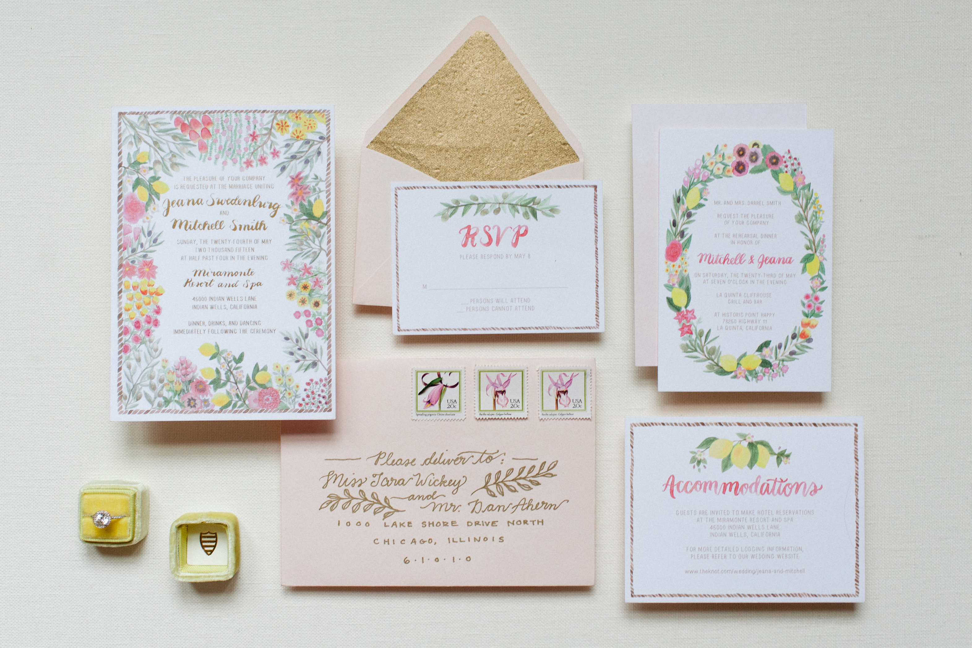 Watercolor wedding invitations